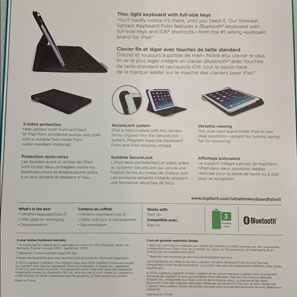 LOGITECH | Bluetooth keyboard iPad Air - with box - Picture 9 of 10